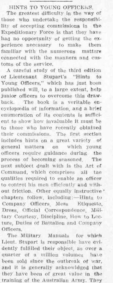 Hints to Young Officers