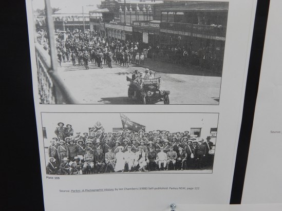 Close up of the 'Boomerang' march in 1916 which started in Parkes. These pages are from Parkes: A Photographic History by Ian Chambers. Parkes Shire Library has two copies of this excellent book, one available for members to borrow and another reference copy in the Family & Local History room.
