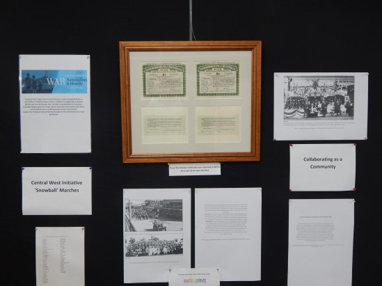 Photograph of War Savings Certificates, Boomerang marches through Parkes and the local response to announcement of World War 1 being declared.