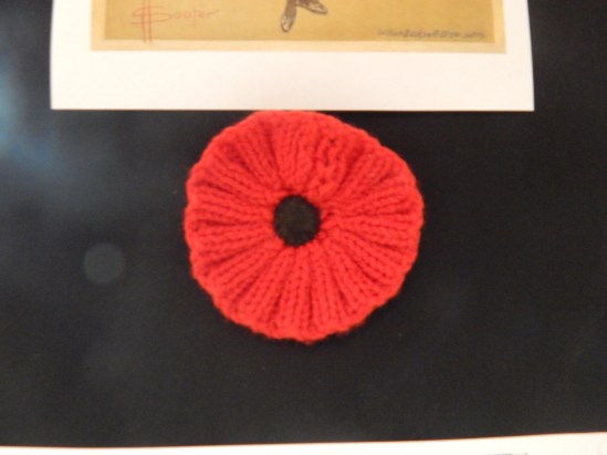 Crocheted poppy. Making items was a widespread commitment from women everywhere, not just in the Parkes Shire. The sound of knitting needles clacking away were heard in cinemas, at work places and even in some churches. Item on loan courtesy of Parkes Historical Society.