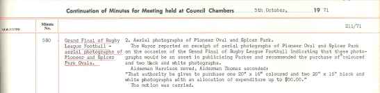 Council Minutes Aerial Photo 1971