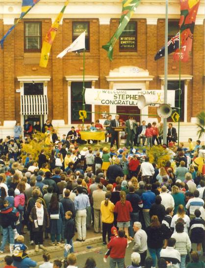 Stephen received a street parade and civic reception in September 19, 1992. These photos demonstrate the strong support for the first Olympian from Parkes Shire in nearly 40 years. Photos courtesy of John and Brenda Davies