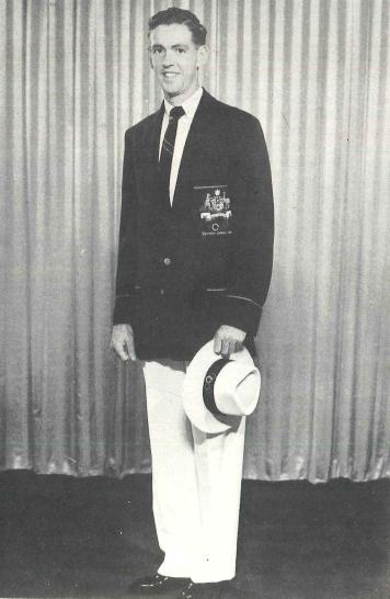 Photograph of Parkes' Ted McGlynn, in uniform prior to the Melbourne Olympic Games in 1956. Source: Parkes: 100 Years of Local Government by Ron Tindall (editor) (1983) Griffin Press Limited: Netley, South Australia, page 303