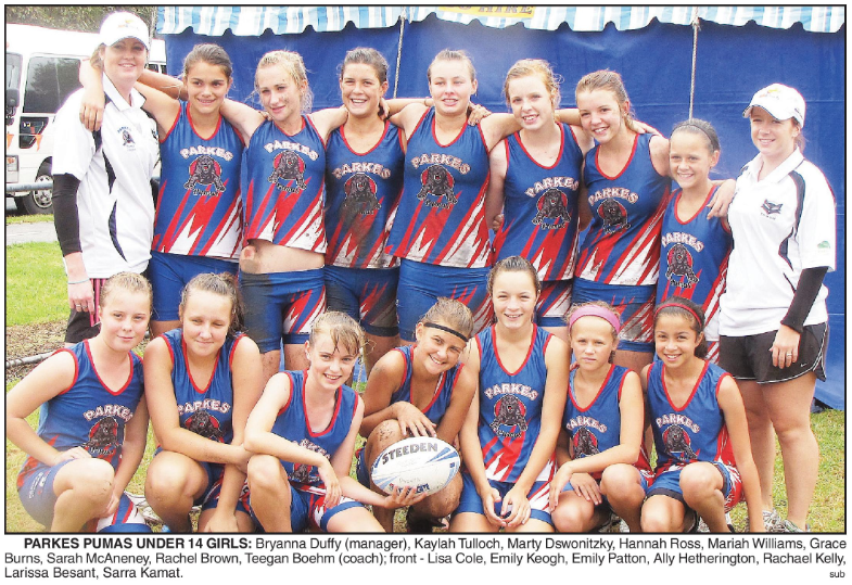Talented in a number of sports, Mariah here with the Parkes Pumas Under 14 Girls touch team that attended the Junior State Cup in Wollongong. Mariah was one of two Parkes girls to make the Hornets representative squad after a successful tournament. Photograph: Parkes Champion Post Wednesday 4 March, 2009 page 23