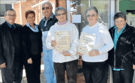 Kevin and Christine McGuire (left) nominated Bob and Flo Riseborough as their Good Neighbours. Cae Angrove (far right) nominated Pat Bailey. Source: Parkes Champion Post Wednesday July 11, 2012 page 8