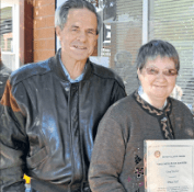 Bruce Hall (left) nominated Coral Barber. Source: Parkes Champion Post Wednesday July 11, 2012 page 8