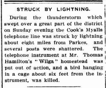 In times of emergency, it was neighbours that you would turn to for help. Long before mobile phones and email, if the telephone lines were cut, it could leave people quite isolated. Having good neighbours allowed people to not only have company during difficult times but also provided support and care when needed. Source: The Western Champion Thursday November 14, 1912, page 19 accessed by Trove