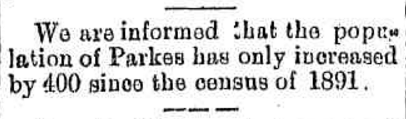 Ten years of incremental growth. Source: Brief Mention. (1901, May 17). Western Champion (Parkes, NSW : 1898 - 1934), p. 8. Retrieved October 5, 2016, from http://nla.gov.au/nla.news-article112368437