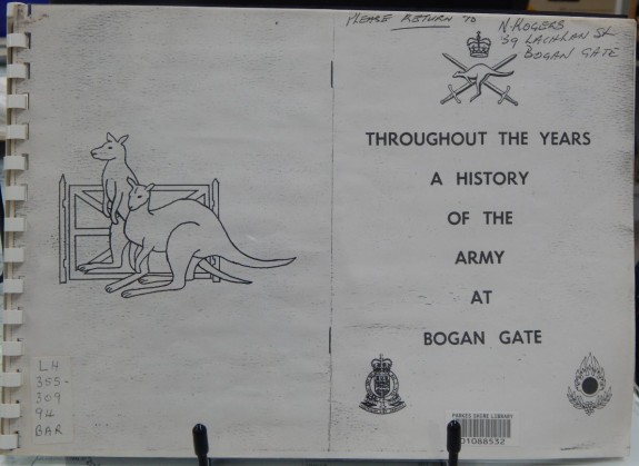 Bogan Gate once was a popular place thanks to the Army Base camp. Throughout The Years: A History of the Army at Bogan Gate tells a little known story of Australian history. This book can be found in the Family & Local History resource room. Photography: Dan Fredericks (Parkes Library) taken on Friday 3rd March 2017