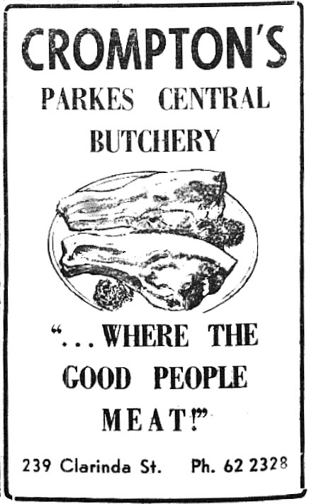 Local advertising can bring out the humour. Source: Parkes Champion Post Wednesday September 13, 1972 page 2