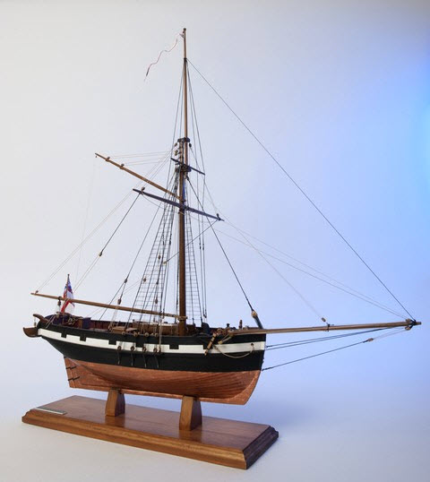 Photograph of the model of HMC Mermaid, used by Phillip Parker King and Allan Cunningham. Built in Howrah, India in 1816. Source: Silent World Foundation website