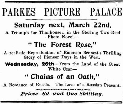 Another advertisement from a local cinema. Source: The Western Champion March 20, 1913 page 18