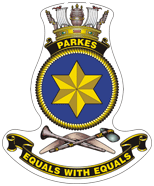 The motto and logo of HMAS Parkes. Source: D. Stevens (2010) The Australian Corvettes PDF