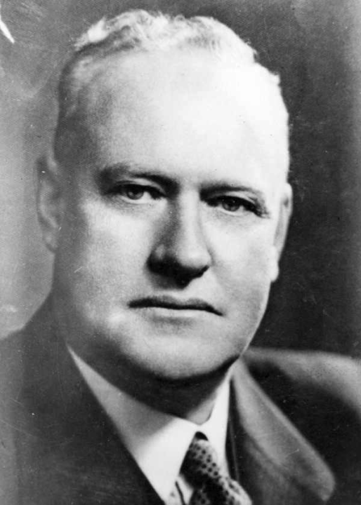 A 1947 black and white portrait of James McGirr, Premier of NSW. Source: National Library of Australia
