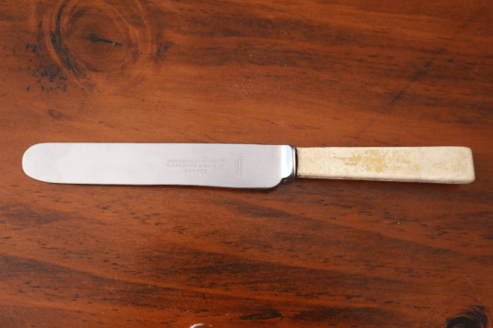 Part of a personal collection, this knife was made in Sheffield, England specifically for R.S. Howard & Sons Ltd. Source: Brett Miller personal photograph collection posted on Facebook page Parkes In Photos Of Years Gone Past. Used with permission