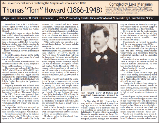 Former Parkes Champion Post editor, Luke Merriman, published a series on the Mayors of Parkes. Source: Parkes Champion Post Monday, June 20, 2011 p.6
