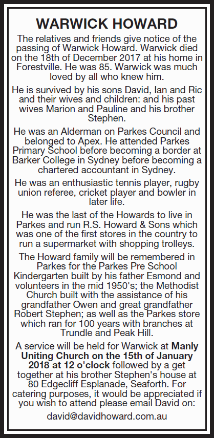 warwick obituary