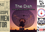 The feature picture includes front page of Parkes Champion Post (left); photograph of The Dish at night (centre) and a montage of the many ways The Dish is connected to the Parkes community.