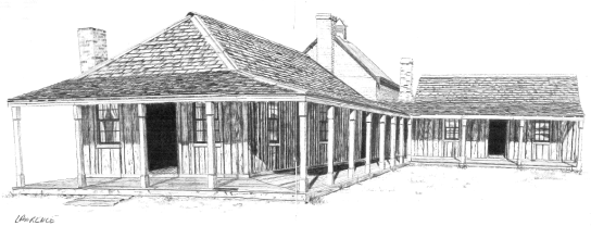 Nelungaloo Homestead, beautifully hand drawn by Jon Lawrence is described as "...an historical example of an early Australian homestead". It was built in the 1870s. Source: Forbes and Parkes Sketchbook by Jon & Terri Lawrence (1978) Rigby Limited pages 8 and 9