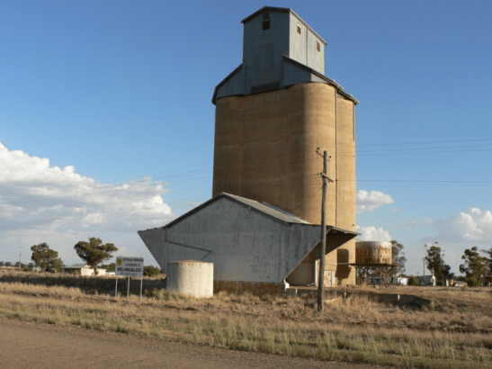 Photograph looking north towards Nelungaloo silo. Source: NSWrail.net website