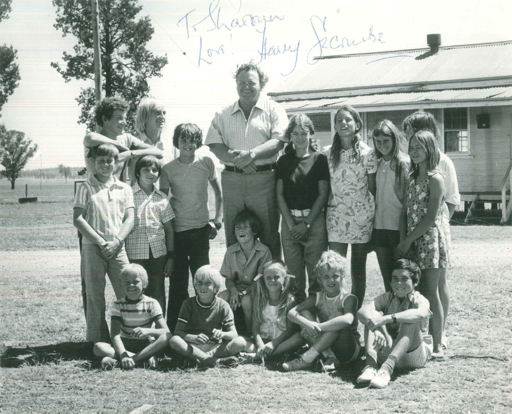 Personal photograph of Sharryn Cunningham (nee Helm) who was one of fourteen Parkes children chosen to be in Sunstruck. Sharryn is the blonde haired girl in the front row with the two pigtails. Sharryn was only seven when she appeared in Sunstruck and she said it was a real thrill to be involved. Source: Sharryn Cunningham personal photograph